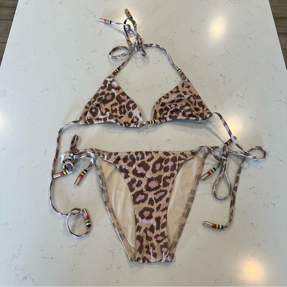 zimmermann jude mini triangle bikini in leopard print (not padded) - Picture 11 of 13